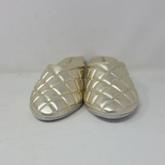 Jacques Levine Elegant Women's Gold Quilted Slippers Size 8 - Picture 2 of 6